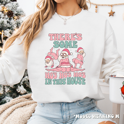 Funny Santa Crewneck Sweatshirt - There's Some Ho Hos in the House