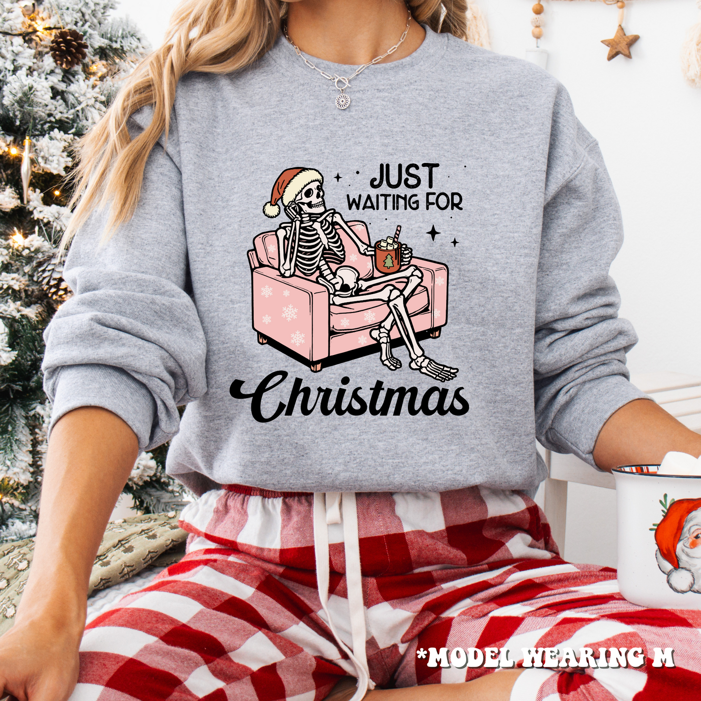 Just Waiting For Christmas - Skeleton Christmas Crewneck