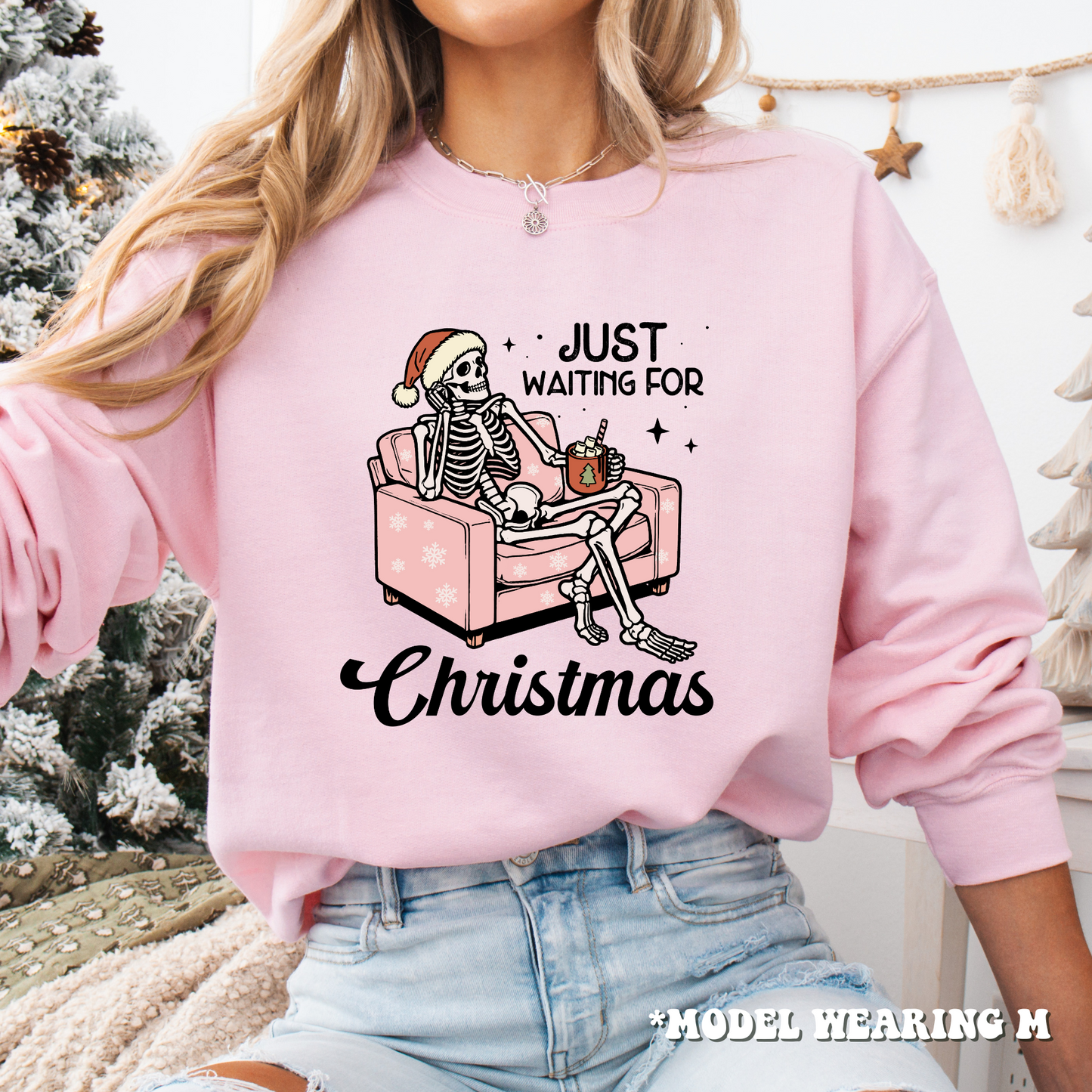 Just Waiting For Christmas - Skeleton Christmas Crewneck