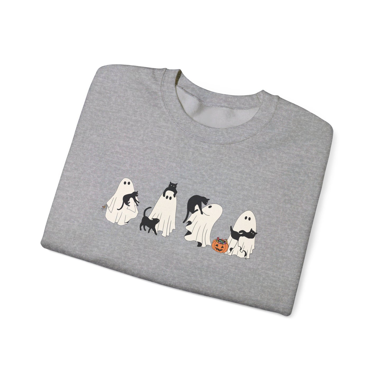 Halloween Ghost Cat Crewneck Sweatshirt