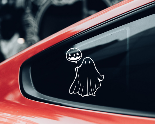 Retro Ghost With Pumpkin Decal