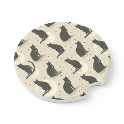 Black Cat and Moon Car Coasters