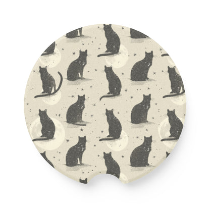 Black Cat and Moon Car Coasters