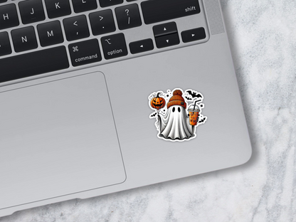 Retro Iced Coffee Ghost Sticker