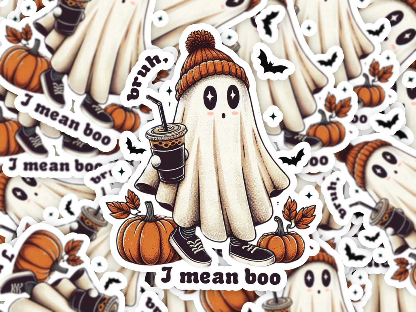 Bruh, I Mean Boo Retro Ghost Sticker