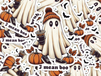 Bruh, I Mean Boo Retro Ghost Sticker