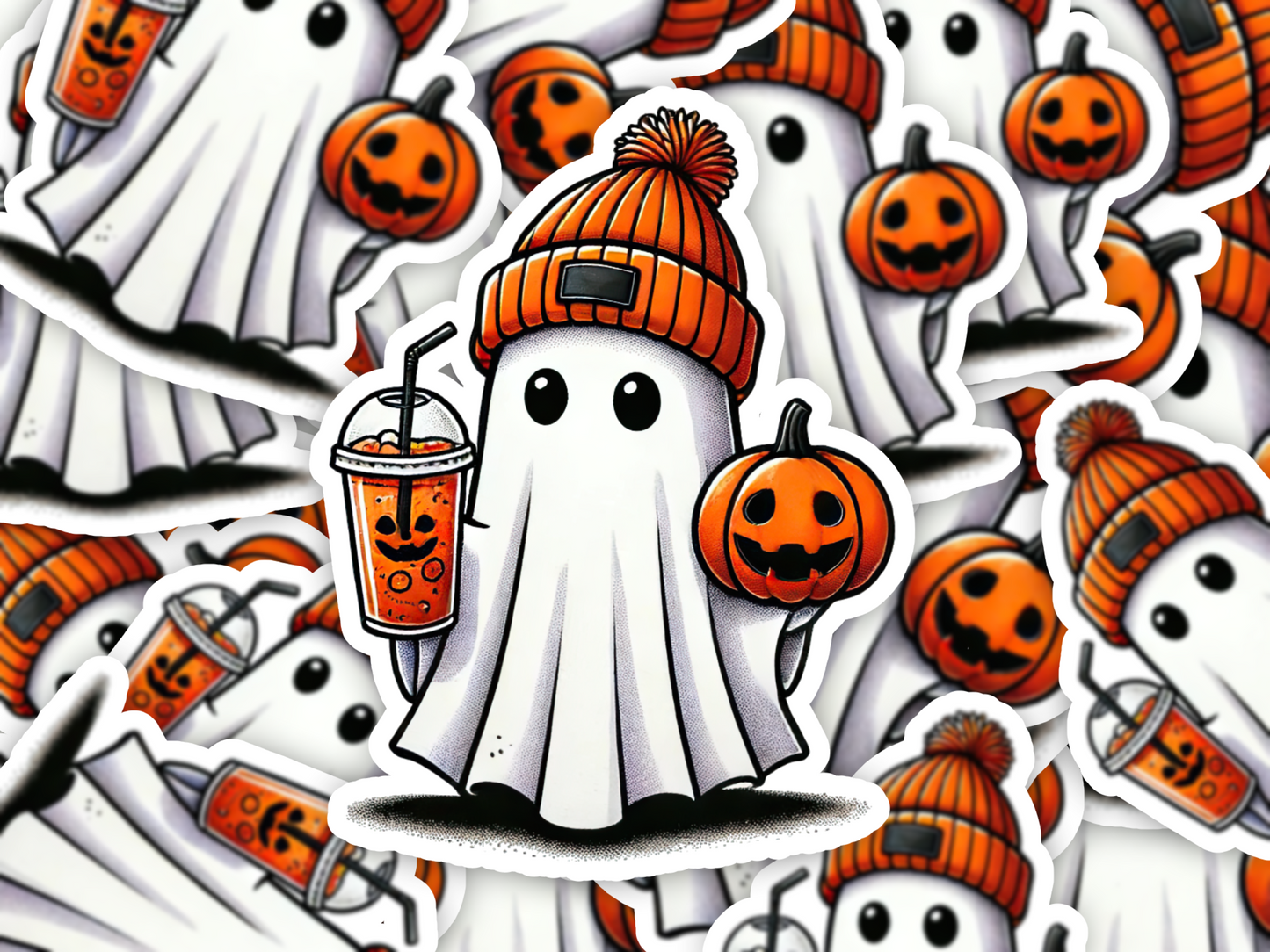 Retro Iced Coffee Ghost Sticker (Copy)