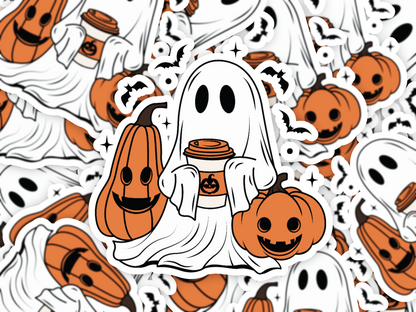 Retro Ghost Coffee Sticker