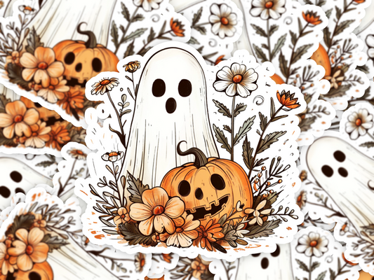 Vintage Retro Ghost Floral Sticker