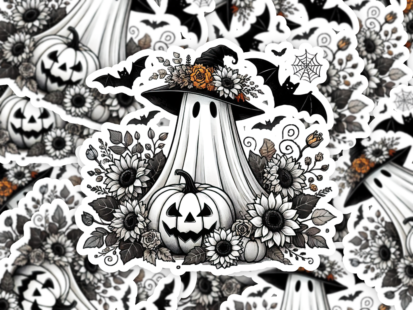 Spooky Retro Ghost Sticker