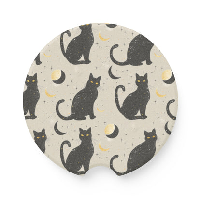 Black Cat and Moon Car Coasters