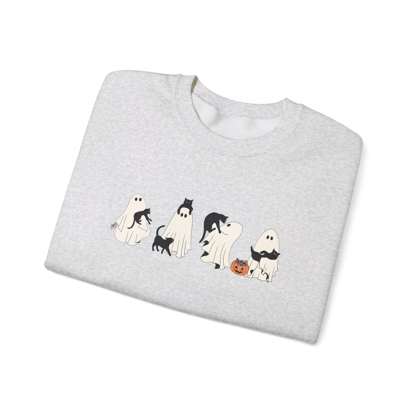 Halloween Ghost Cat Crewneck Sweatshirt