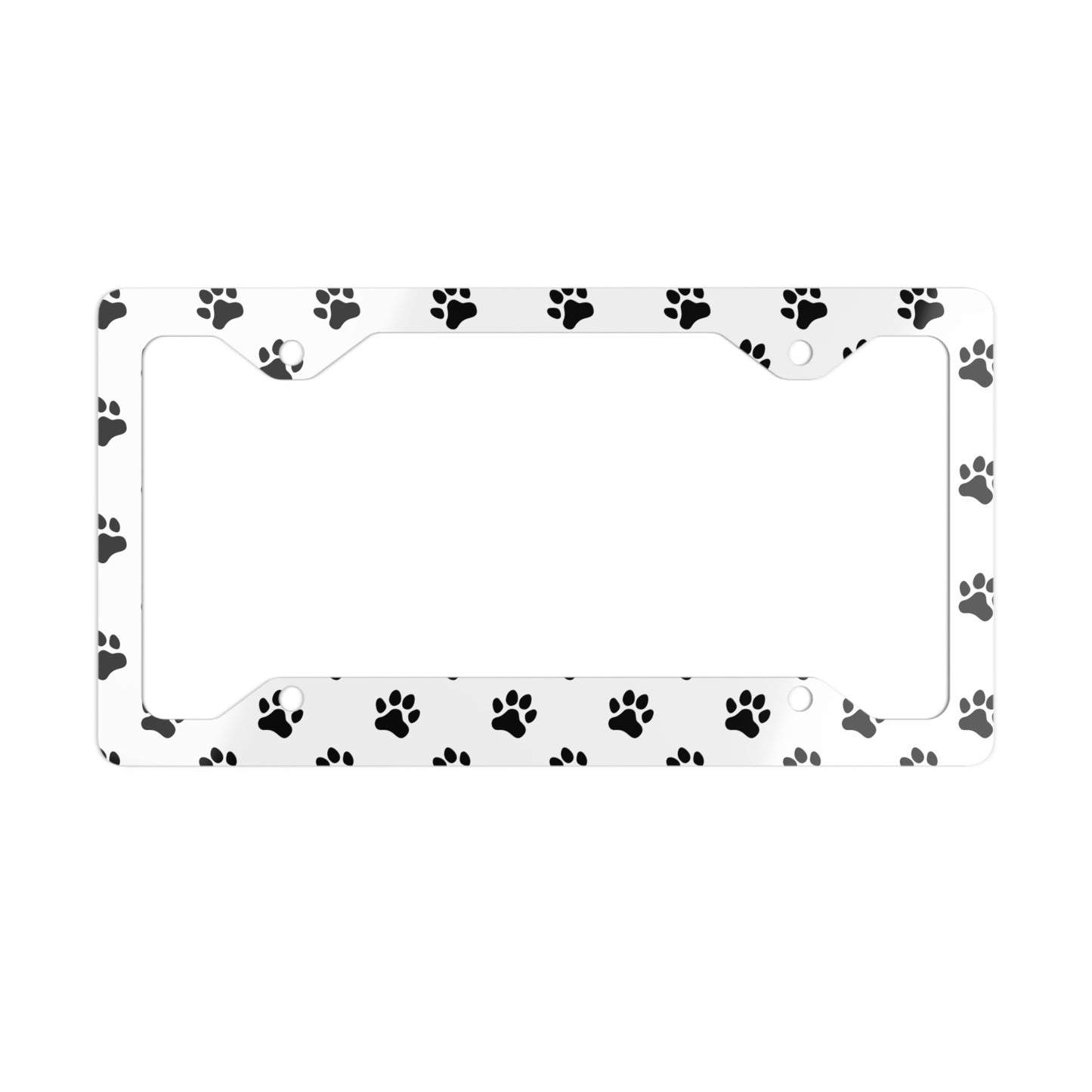 Dog Paw Print Metal License Plate Frame