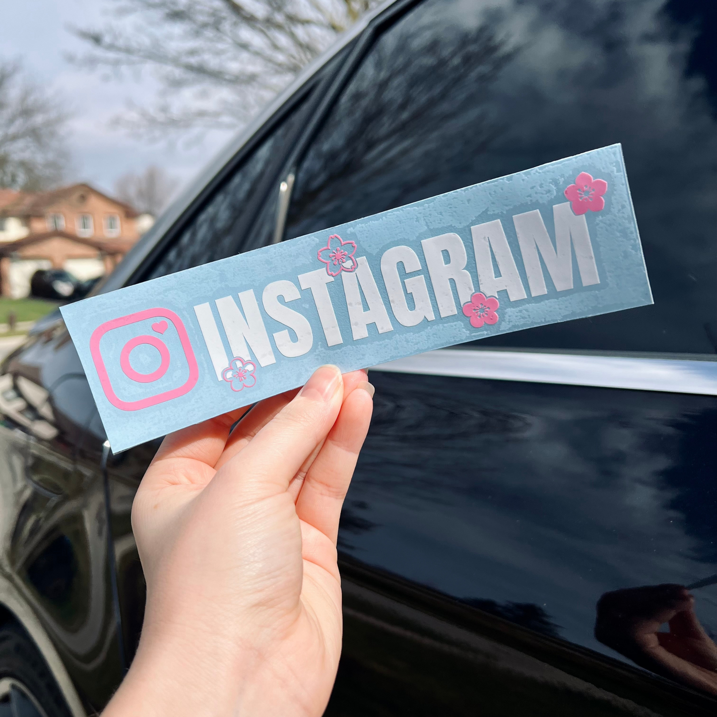 Custom Cherry Blossom Instagram Handle Decal