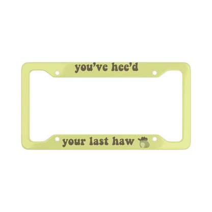 Funny Cowboy Frog License Plate Frame - Lime Green