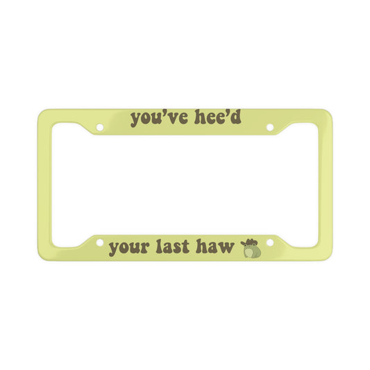 Funny Cowboy Frog License Plate Frame - Lime Green