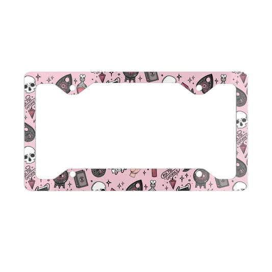 Witchy Pink Metal License Plate Frame