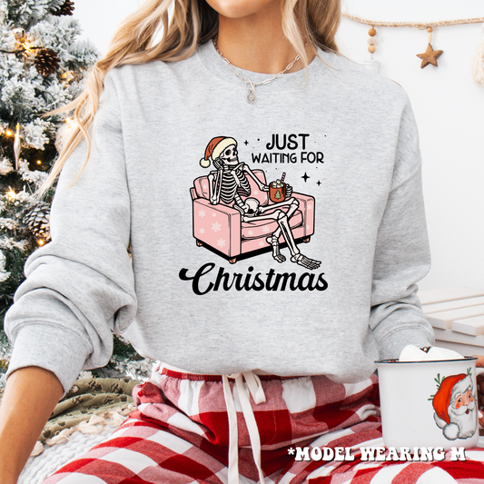 Just Waiting For Christmas - Skeleton Christmas Crewneck