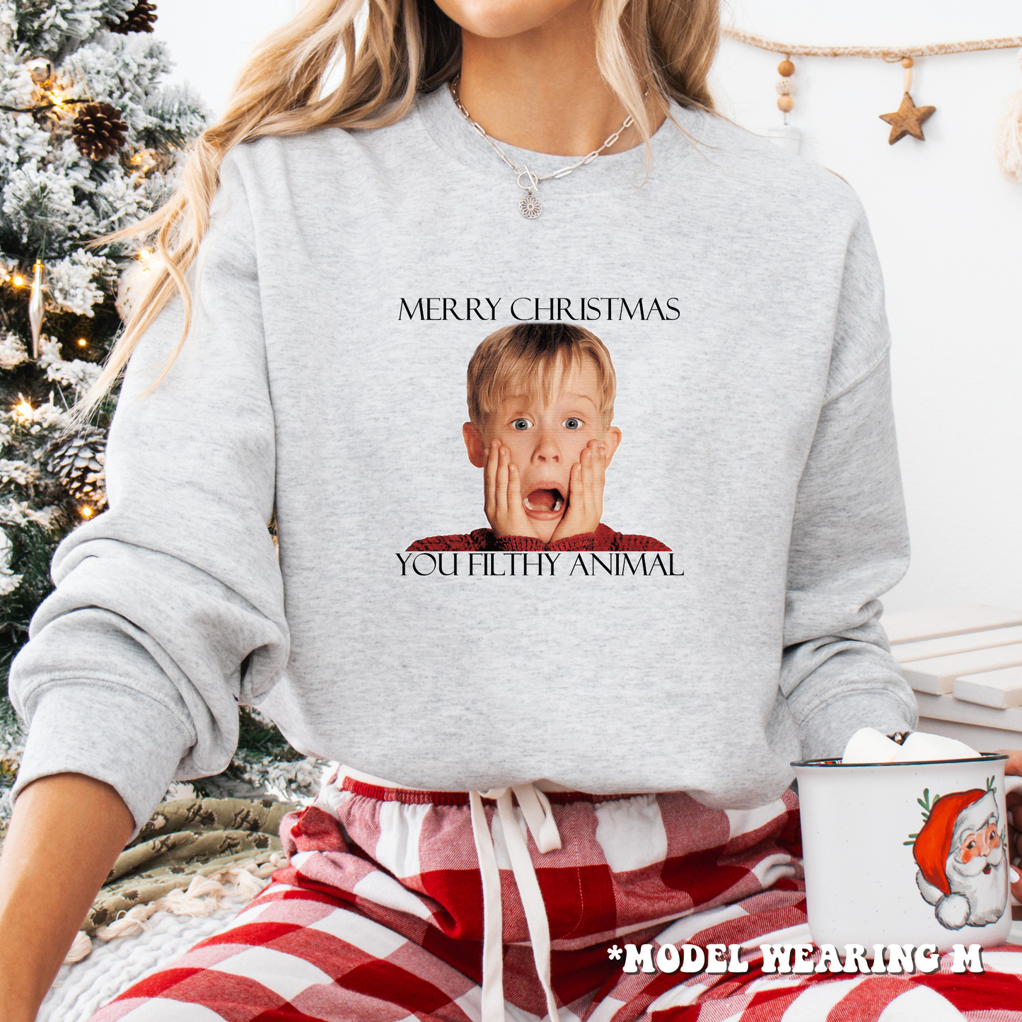 Christmas Crewneck Sweatshirt - Home Alone Merry Christmas You Filthy Animal