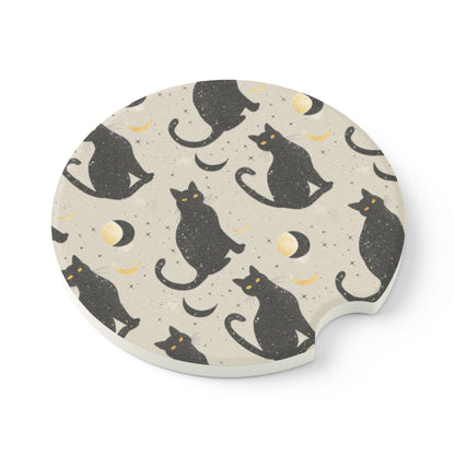 Black Cat and Moon Car Coasters