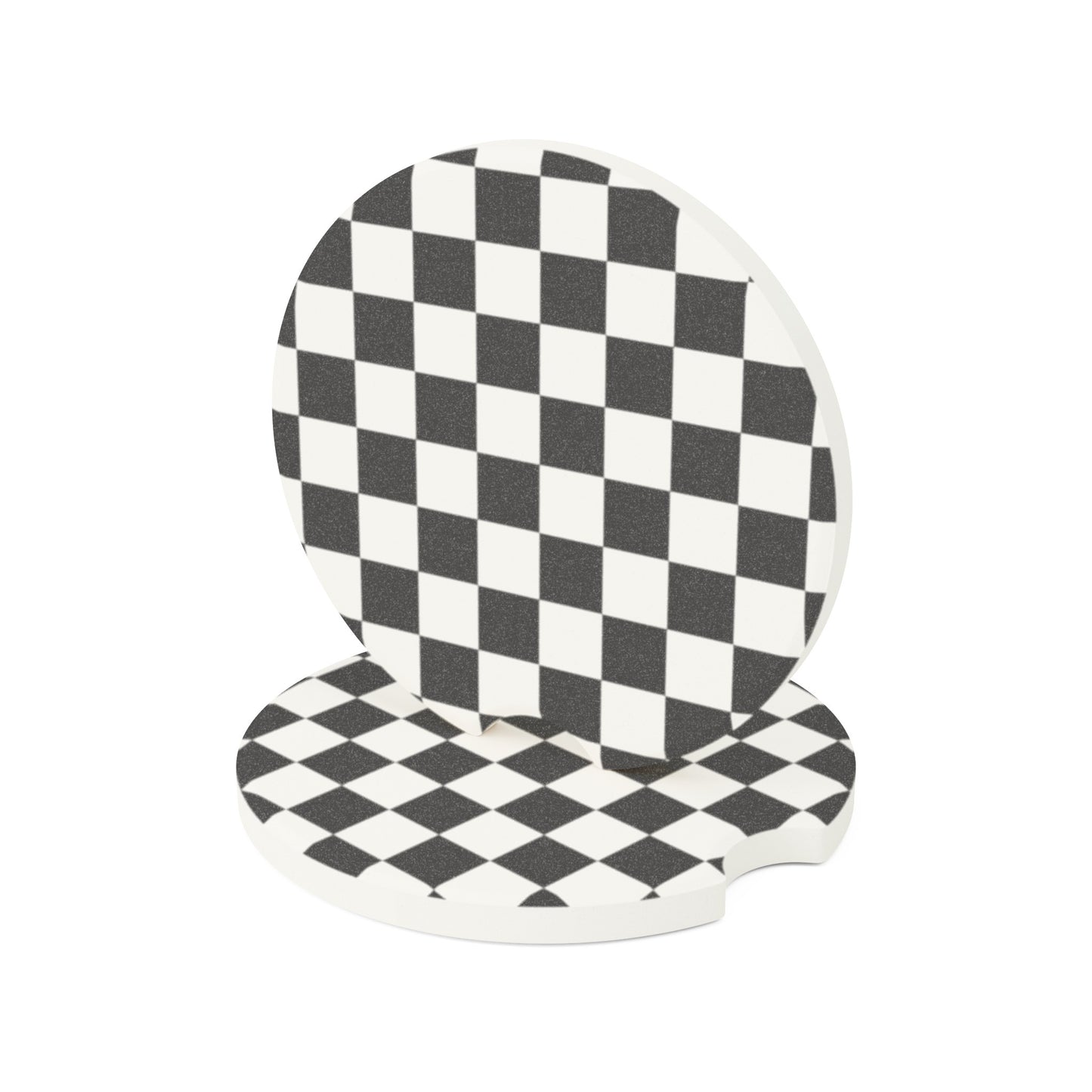 Classic Black and White Checker Car Coasters