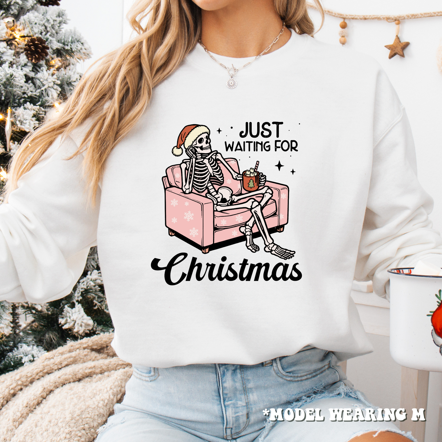 Just Waiting For Christmas - Skeleton Christmas Crewneck