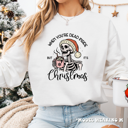 "Dead Inside But It's Christmas" Skeleton Sweatshirt