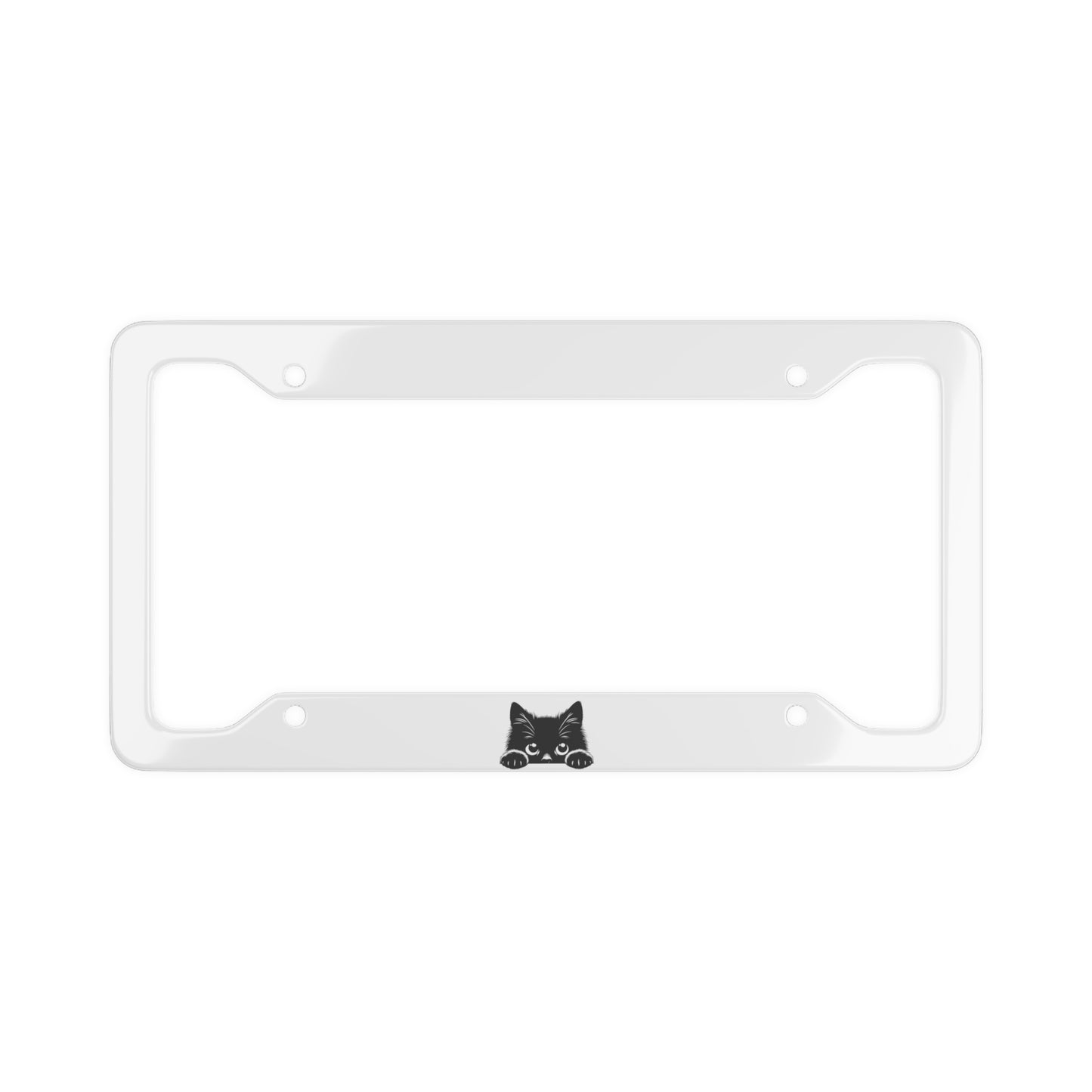 Peeking Black Cat License Plate Frame