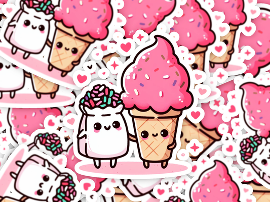 Kawaii Ice Cream and Sprinkles Sticker