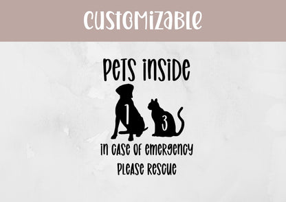 Emergency Pet Rescue Window Decal