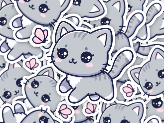Kawaii Grey Cat Sticker