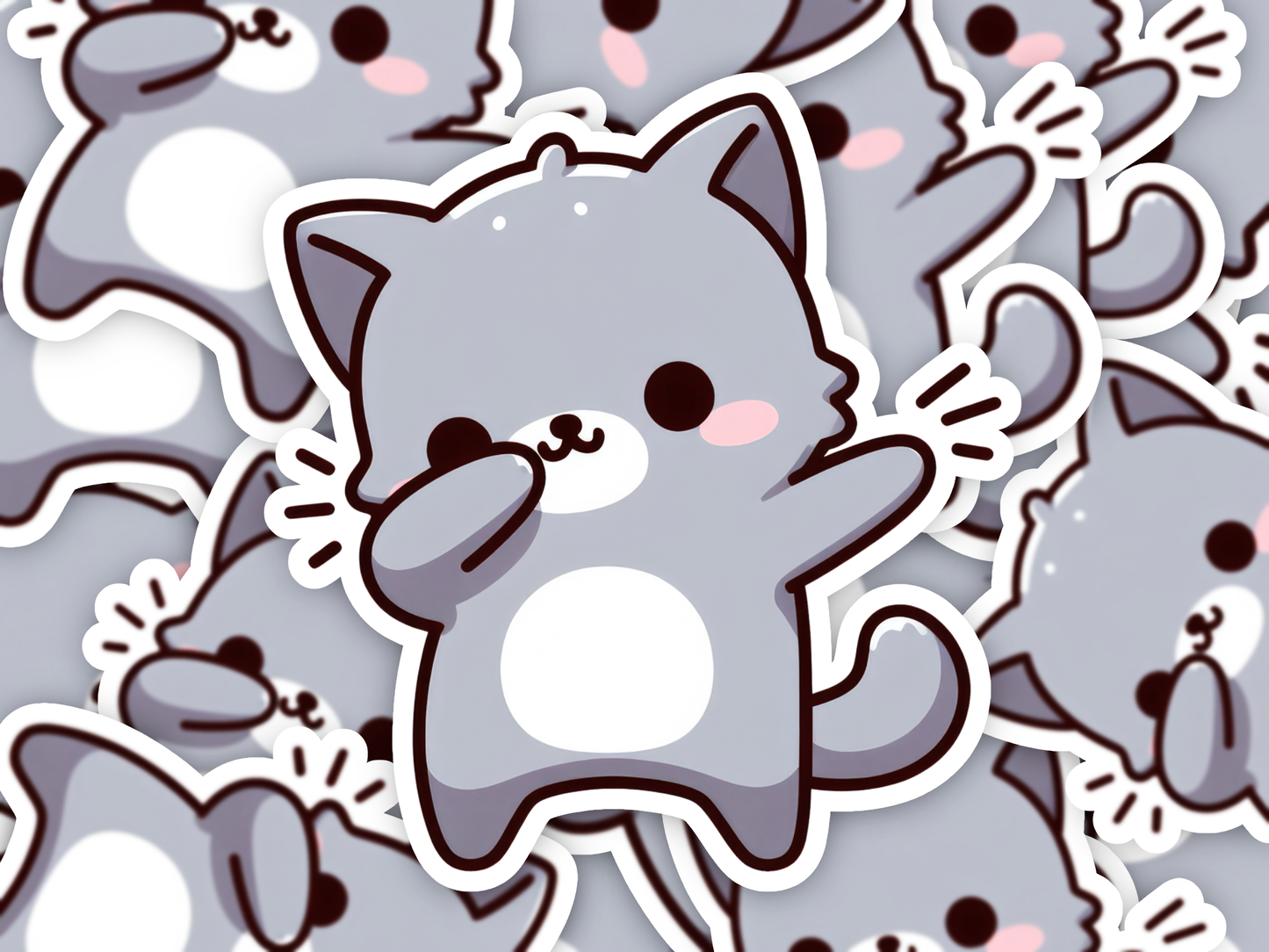 Kawaii Grey Cat Sticker