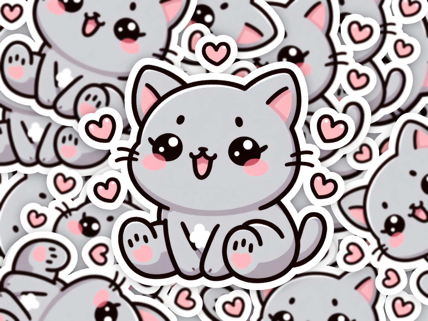 Kawaii Grey Cat Sticker