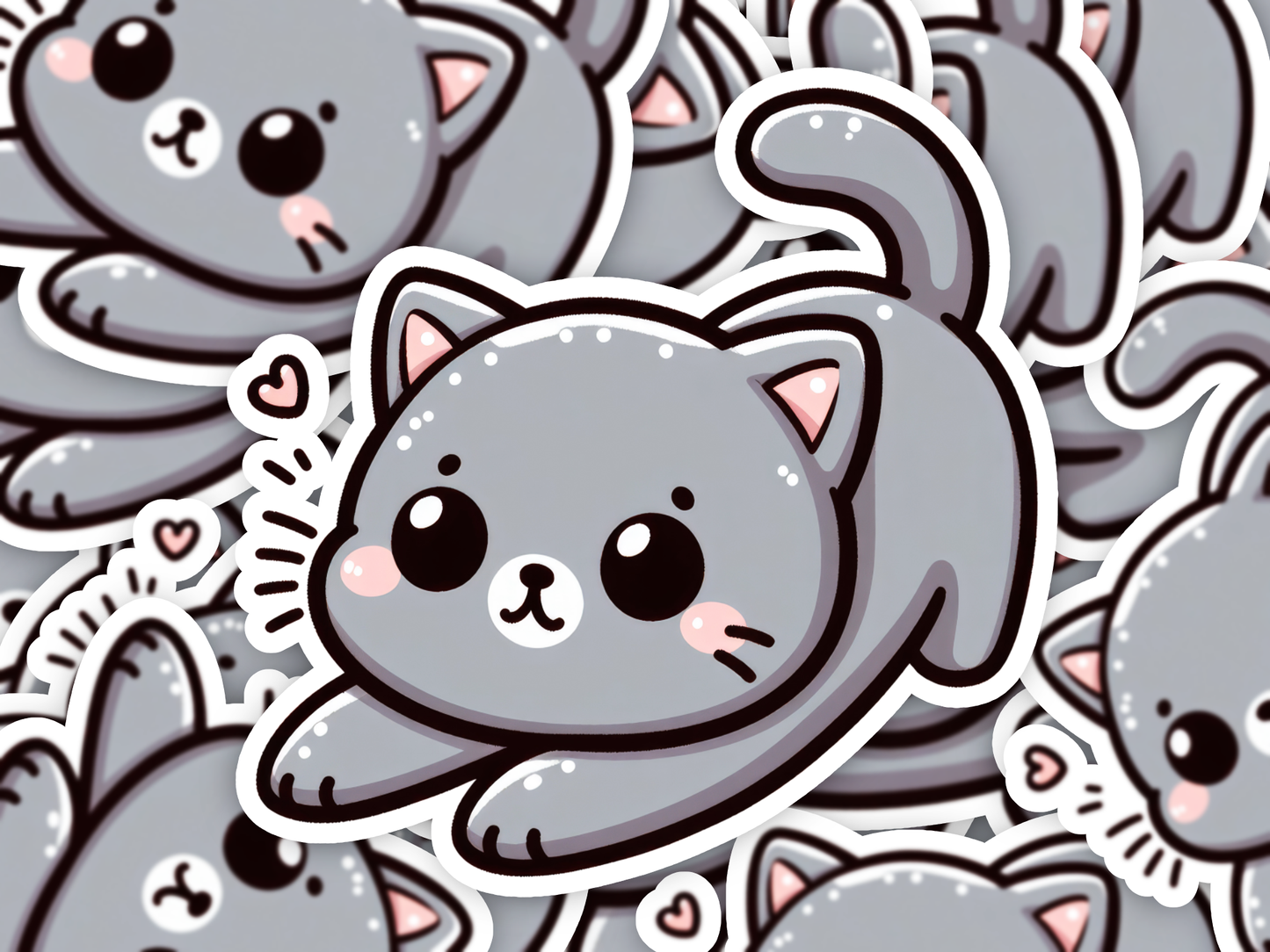 Kawaii Grey Cat Sticker