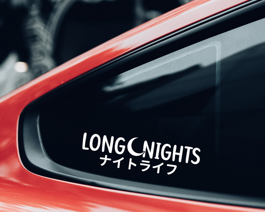 Long Nights Kanji Car Decal