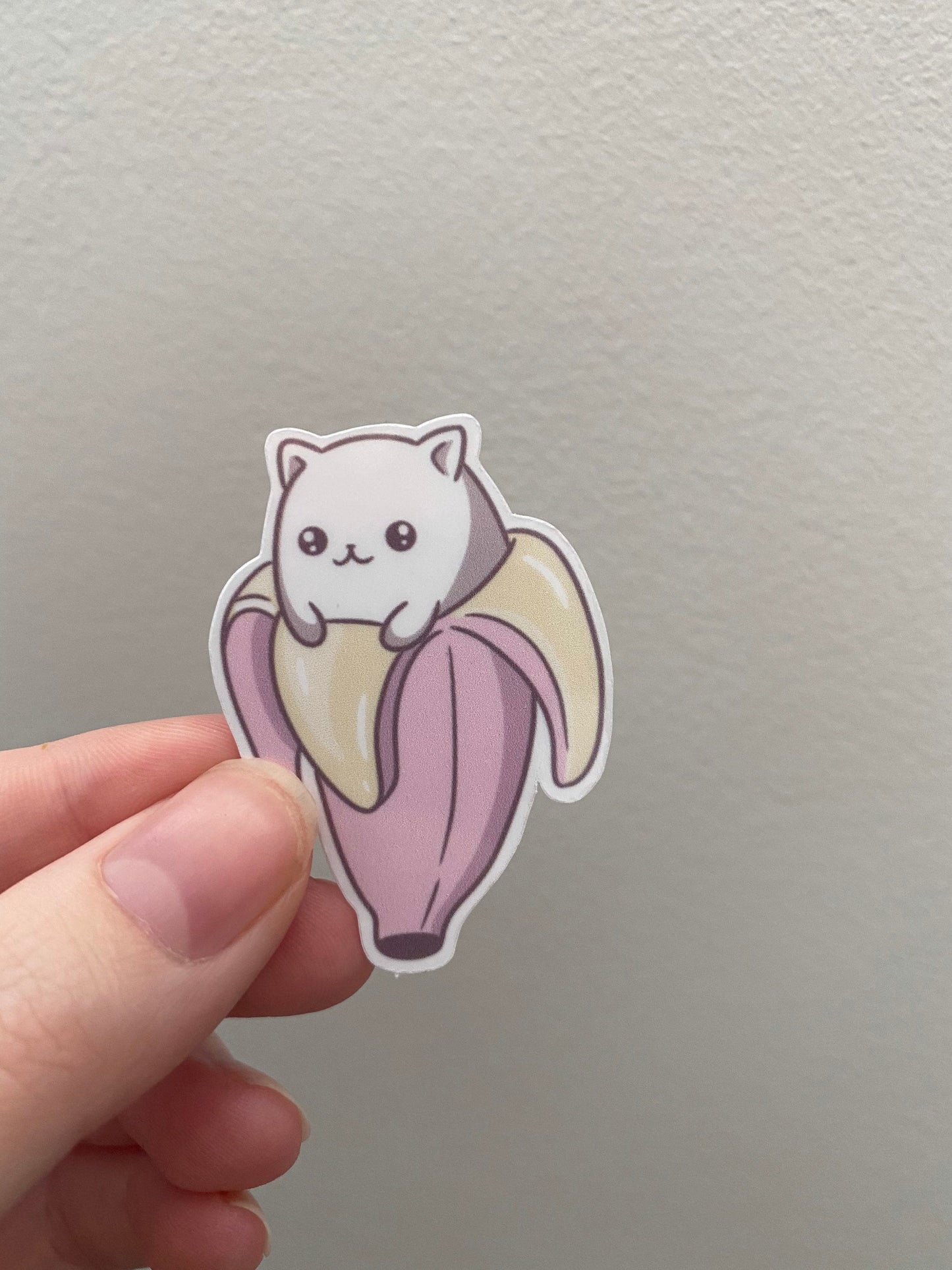 Kawaii Banana Cat Sticker, Cute Cat Sticker, Banana Sticker, Cute Banana Sticker, Kawaii Stickers, Cute Stickers, Cat in Banana Sticker