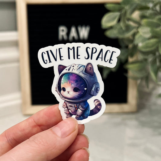 Give Me Space Astronaut Cat Sticker | Space Cat Sticker | Space Themed Stickers | Die-Cut Sticker | Cute Cat Sticker | I Need Space Sticker